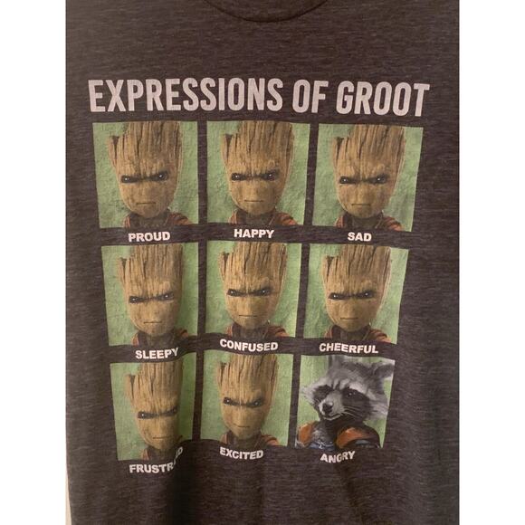 Guardians of the Galaxy Vol 2 Expressions of Groot T-Shirt, Dark Gray, Size S - Picture 5 of 6